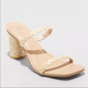 New! A New Day Braided Strap Chunky Heel Nude Sandal Size 11